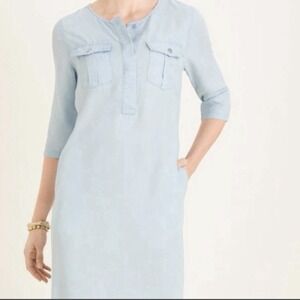 Chicos Denim Shirt Dress Sz 3 XL Light Wash Long Sleeve Button Front Chambray